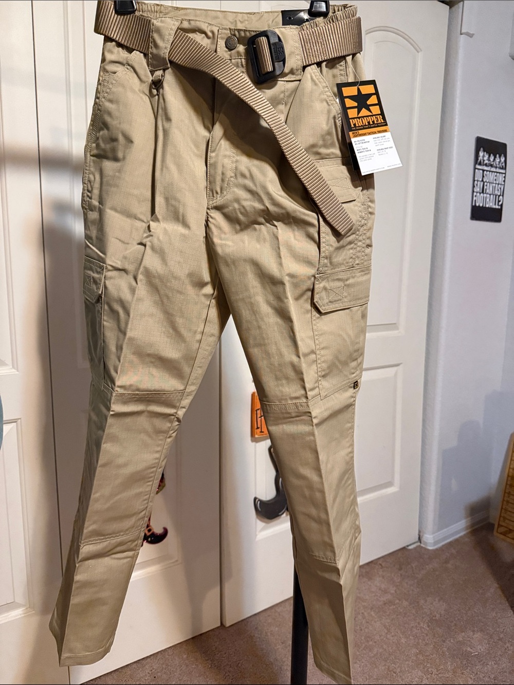 Propper Men's Tactical Cargo Pants in Khaki with Matching Web Belt